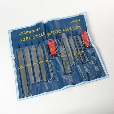 12 Piece Metal Steel Mill Flat Round Bastard File Wood Rasp Rasping Filing Tool Set