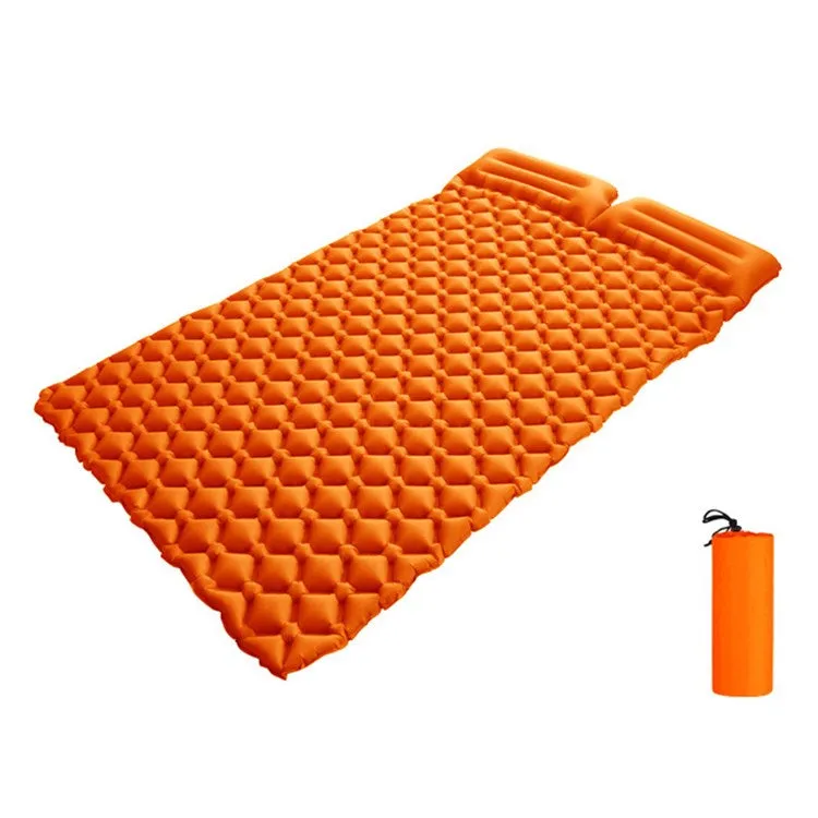 (185x118x5cm) Inflatable double sleeping pad outdoor air mattress for camping / festivals   carrying bag - Orange