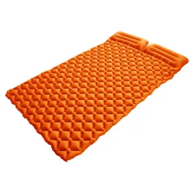 (185x118x5cm) Inflatable double sleeping pad outdoor air mattress for camping / festivals   carrying bag - Orange