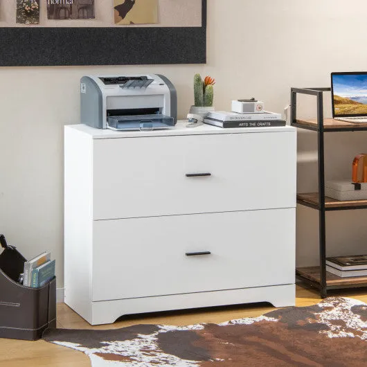 2-Drawer Lateral File Cabinet with Adjustable Bars for Home and Office-White