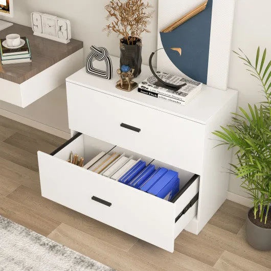 2-Drawer Lateral File Cabinet with Adjustable Bars for Home and Office-White