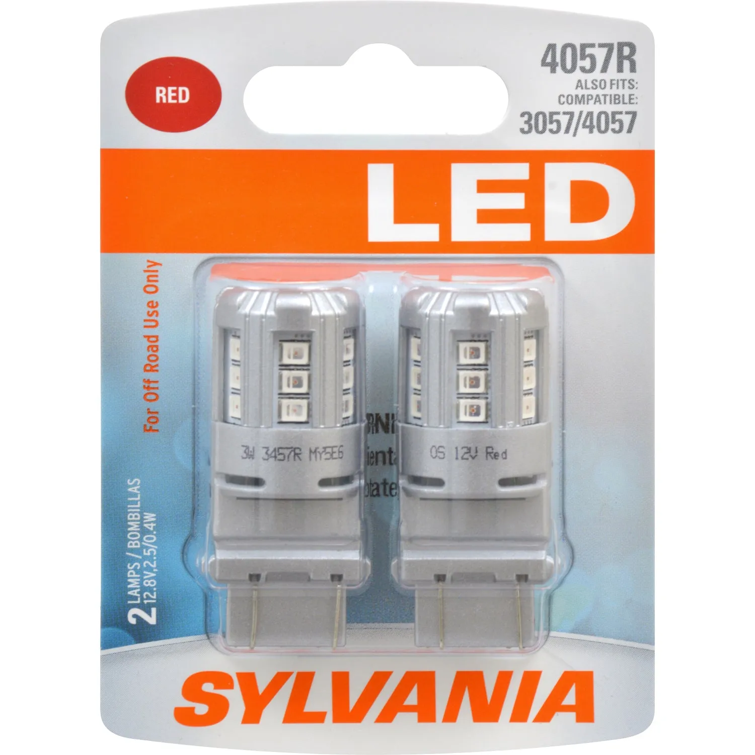 2-PK SYLVANIA 4057 Red LED Automotive Bulb