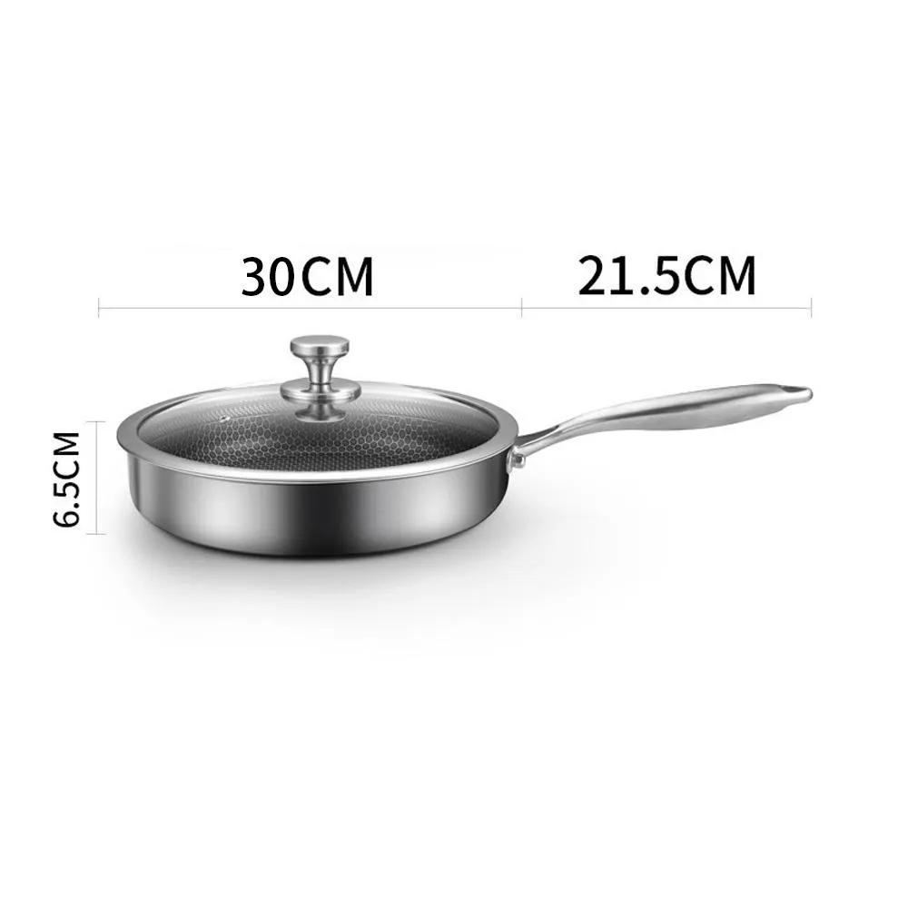 316 Stainless Steel Frying Pan Non-Stick Cooking Frypan Cookware 30cm Honeycomb SIngle Sided