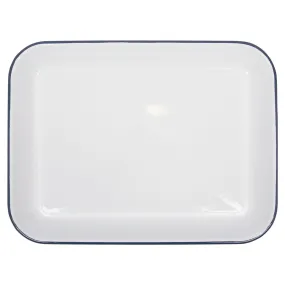 34cm x 26cm White Rectangle Enamel Hot Dog / Baking Tray - By Argon Tableware