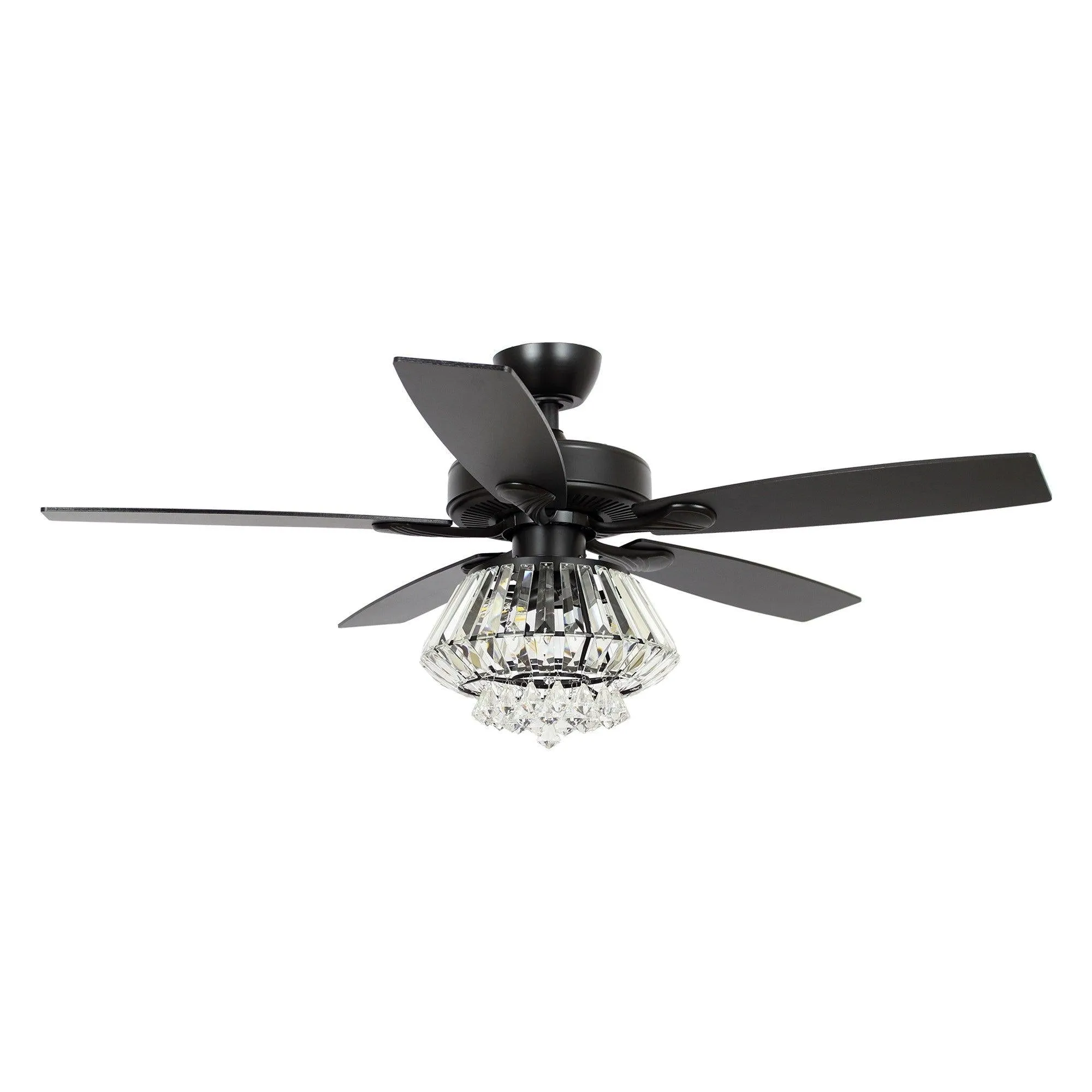 52" Kerala Modern Chrome Downrod Mount Reversible Crystal Ceiling Fan with Lighting and Remote Control