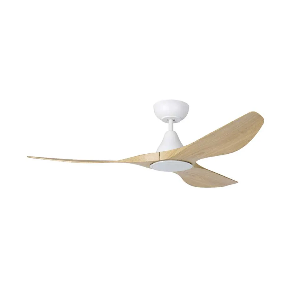 52" Surf DC Ceiling Fan and CCT Light 20w in White, Black, Oak/White or Teak/Black