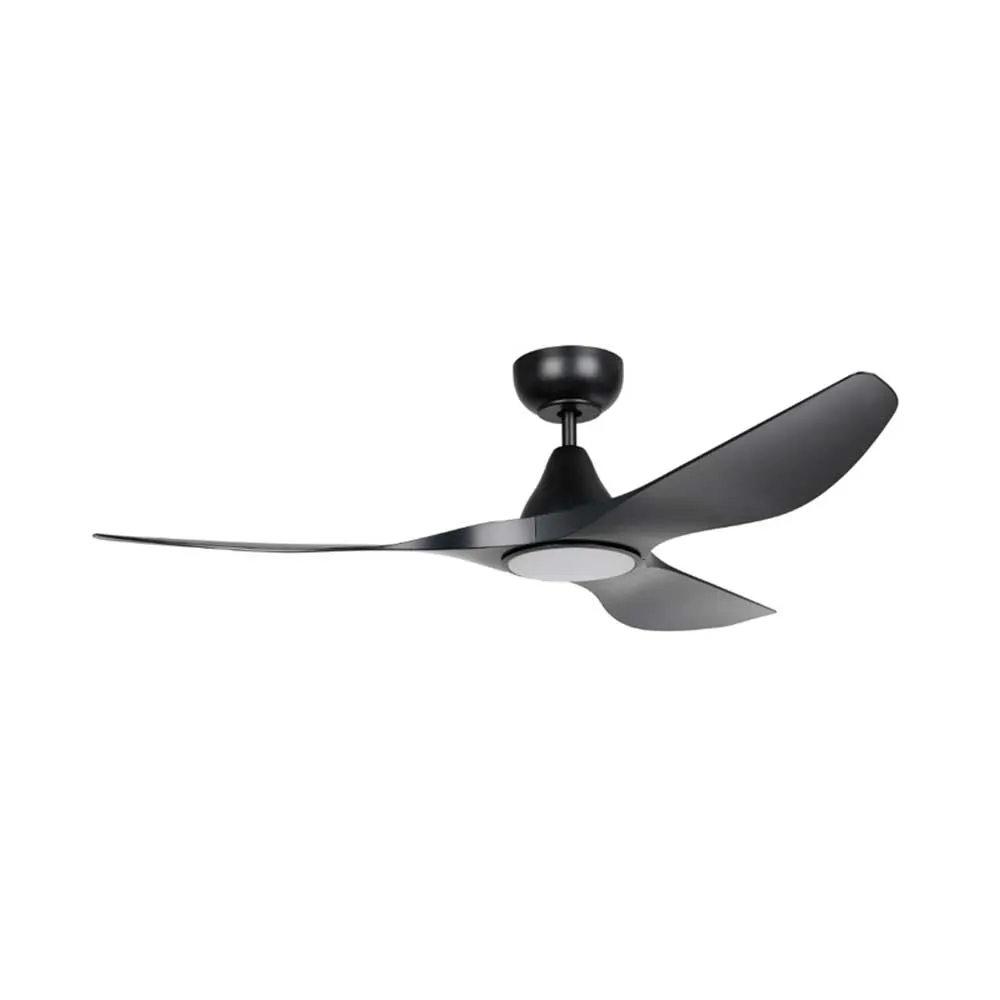 52" Surf DC Ceiling Fan and CCT Light 20w in White, Black, Oak/White or Teak/Black