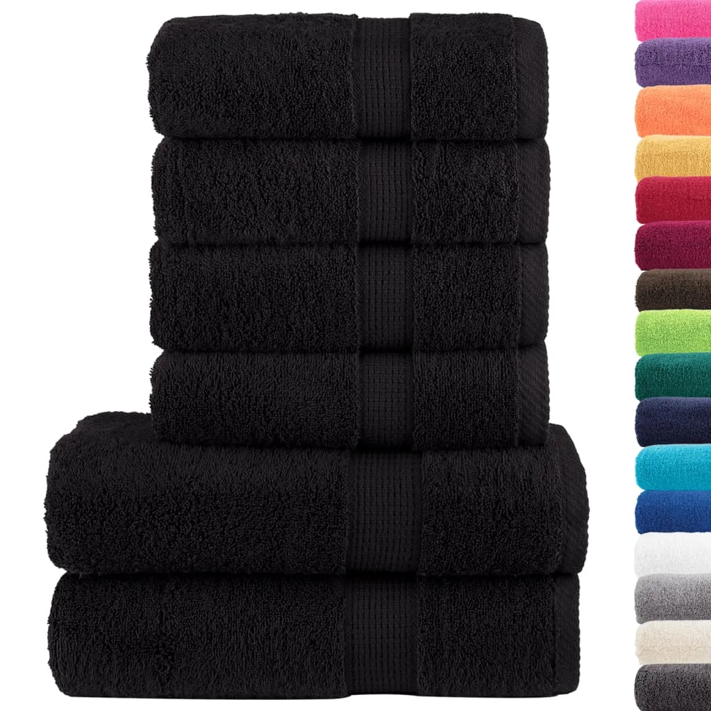 6 Piece Premium Towel Set Black 600 gsm 100% Cotton