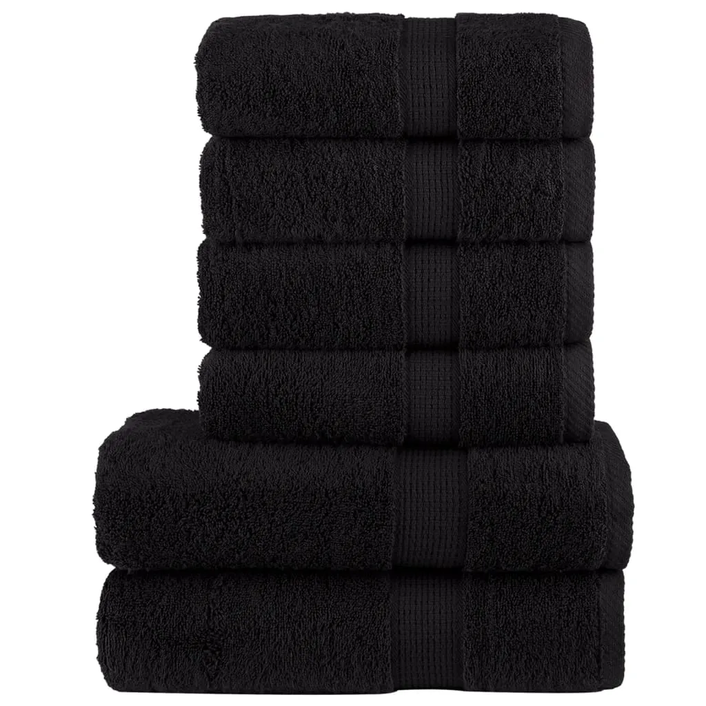 6 Piece Premium Towel Set Black 600 gsm 100% Cotton