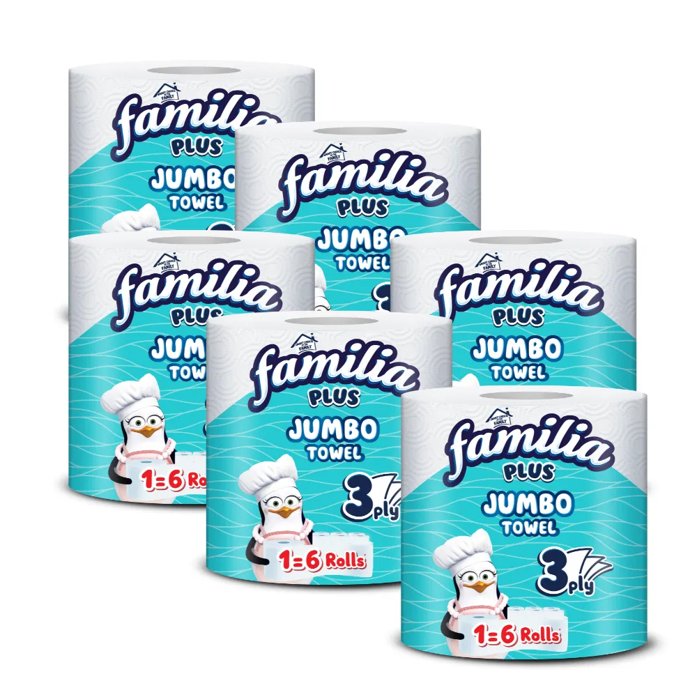 6 x Familia 3ply Embossed Perforated Jumbo Kitchen Towel