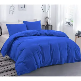 600 Thread Count Egyptian Cotton 3-PCs Duvet Cover Set { Button Closure } King/Cal-King, Royal Blue Solid