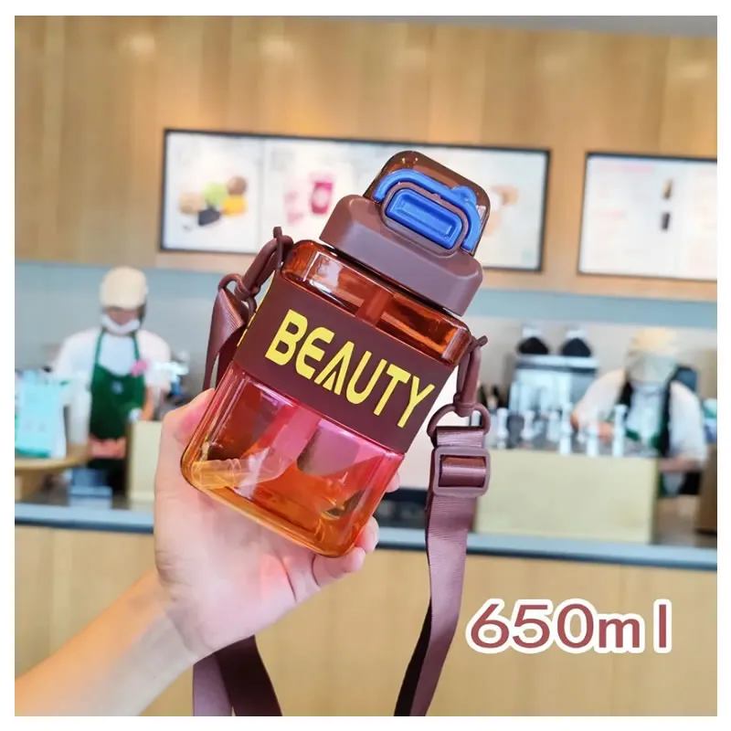 650Ml Reusable Leak-Proof Durable Plastic Bottle With Straw Lid Hp-51