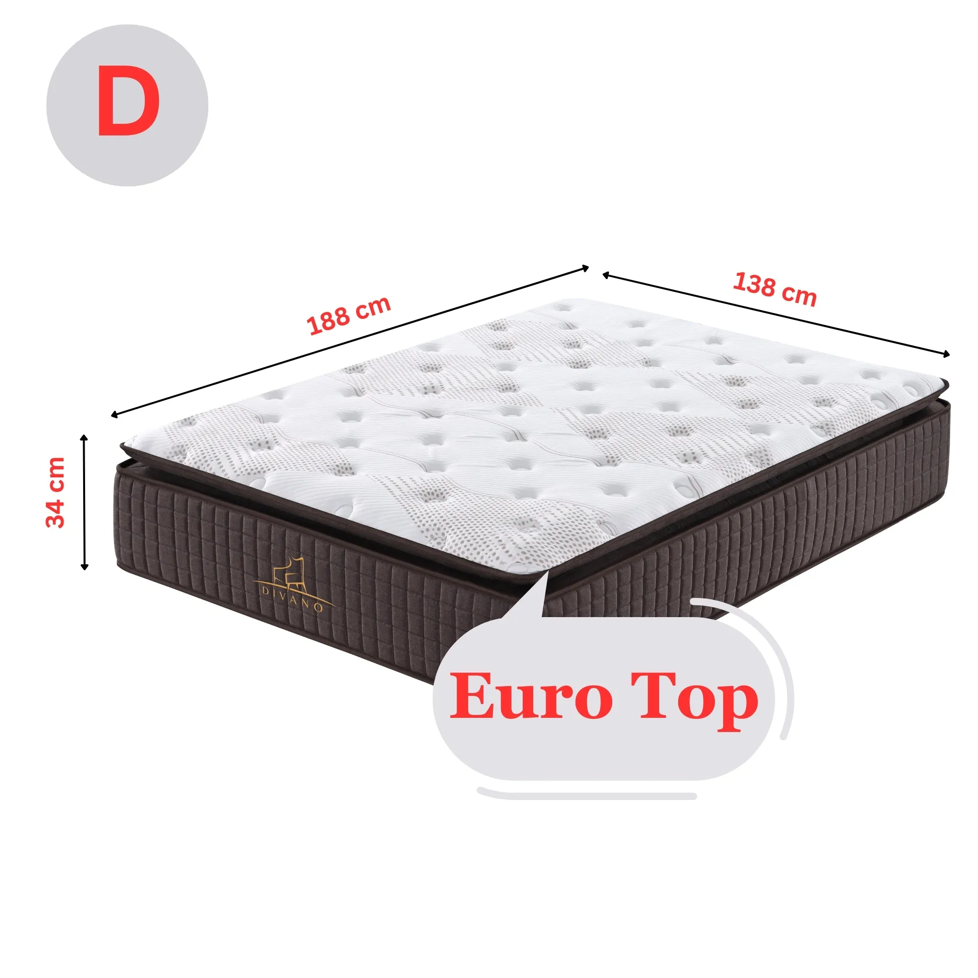 7 Zones Double Pocket Spring Medium Mattress, 34cm Luxe Dreams