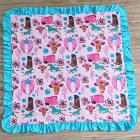 74*83cm infants baby cow and flowers print blanket