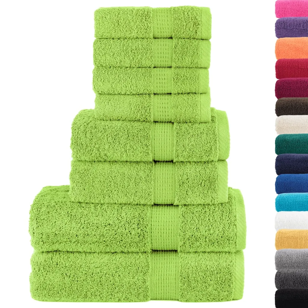 8 Piece Premium Towel Set Apple Green 600 gsm 100% Cotton