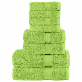 8 Piece Premium Towel Set Apple Green 600 gsm 100% Cotton