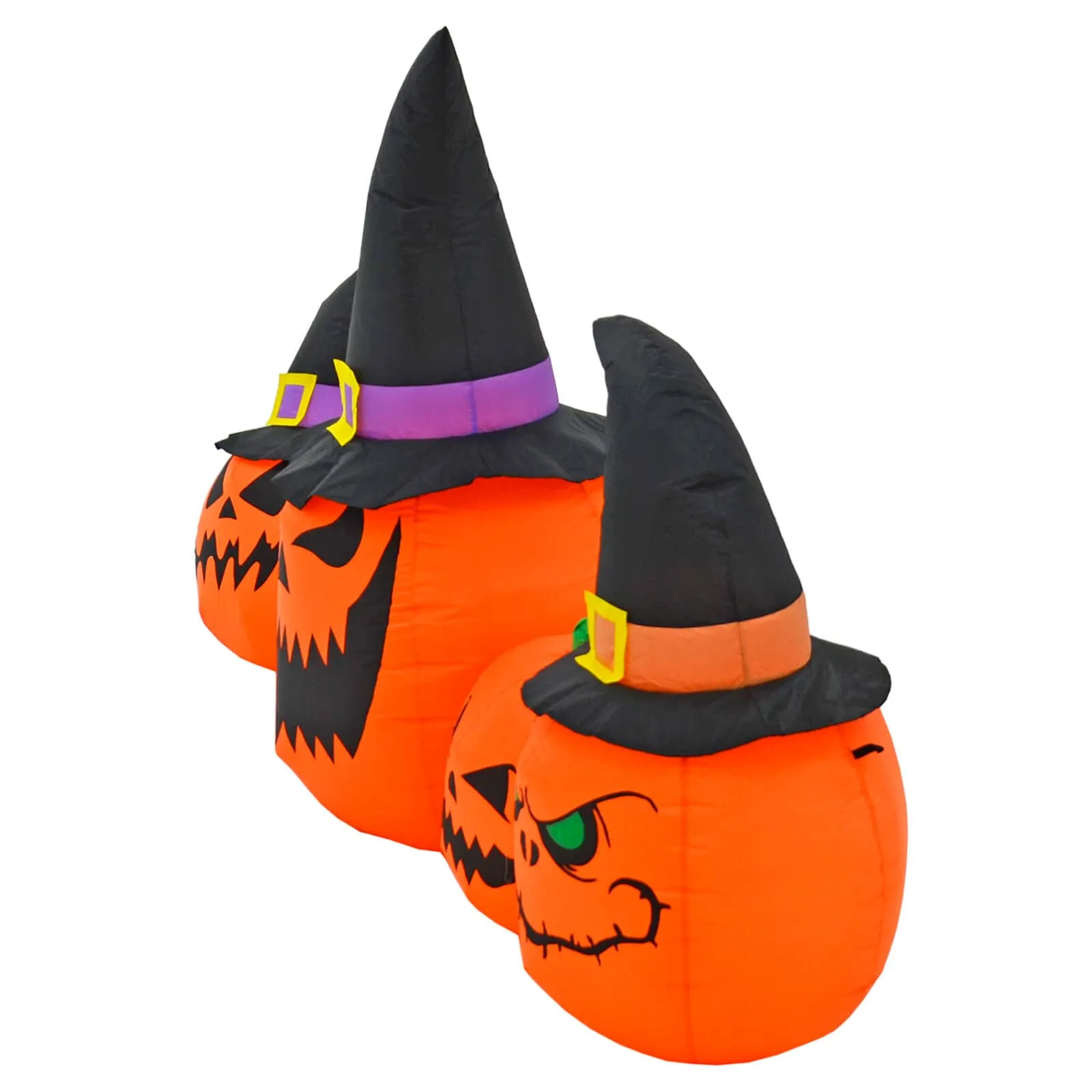 8ft LED Inflatable 5 Evil Pumpkins Witch Hats Halloween Decoration