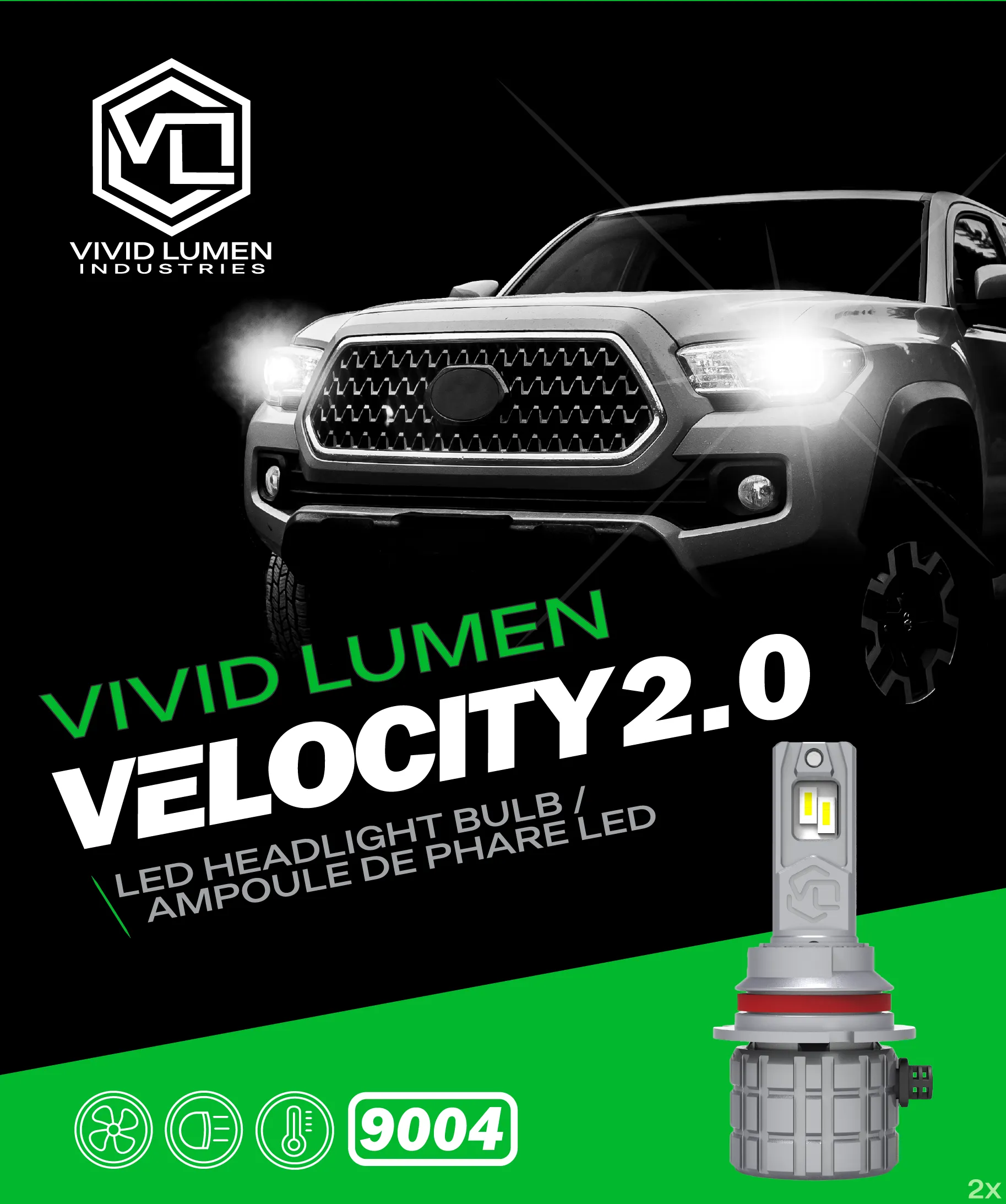 9004 Velocity 2.0 LED Headlight Bulbs (Pair)