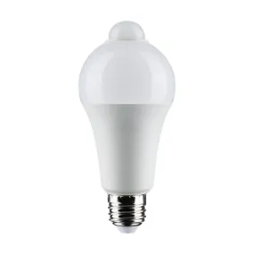 A19 LED Bulb with PIR Sensor, 12 Watts, 1050 Lumens, 3000K, E26 Medium Base, Frosted Finish