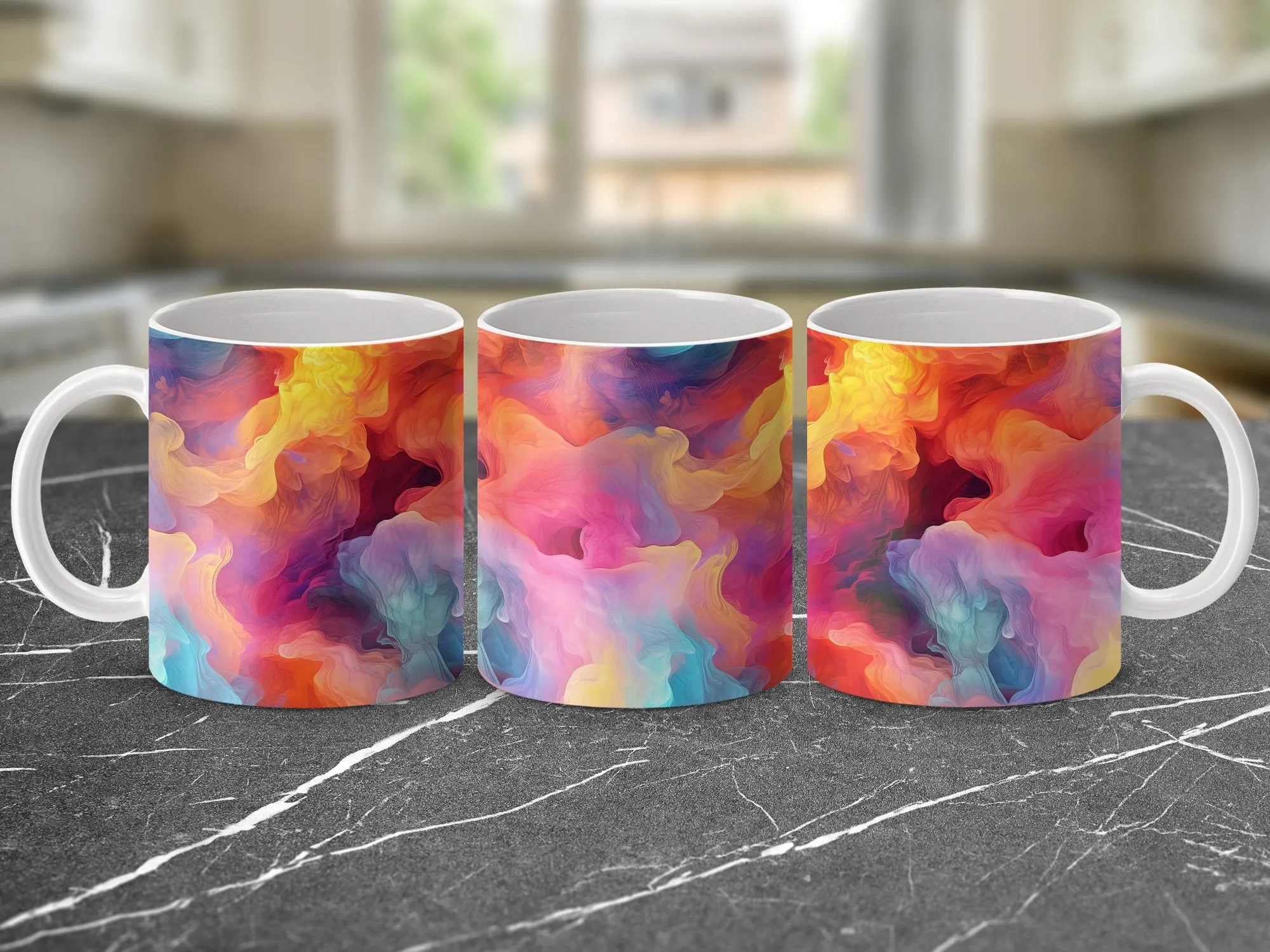 Abstract Art Coffee Mug, Colorful Swirls Tea Cup, Artistic Drinkware, Painterly Design Mug, Unique Office Gift, Vibrant Art Lover Present