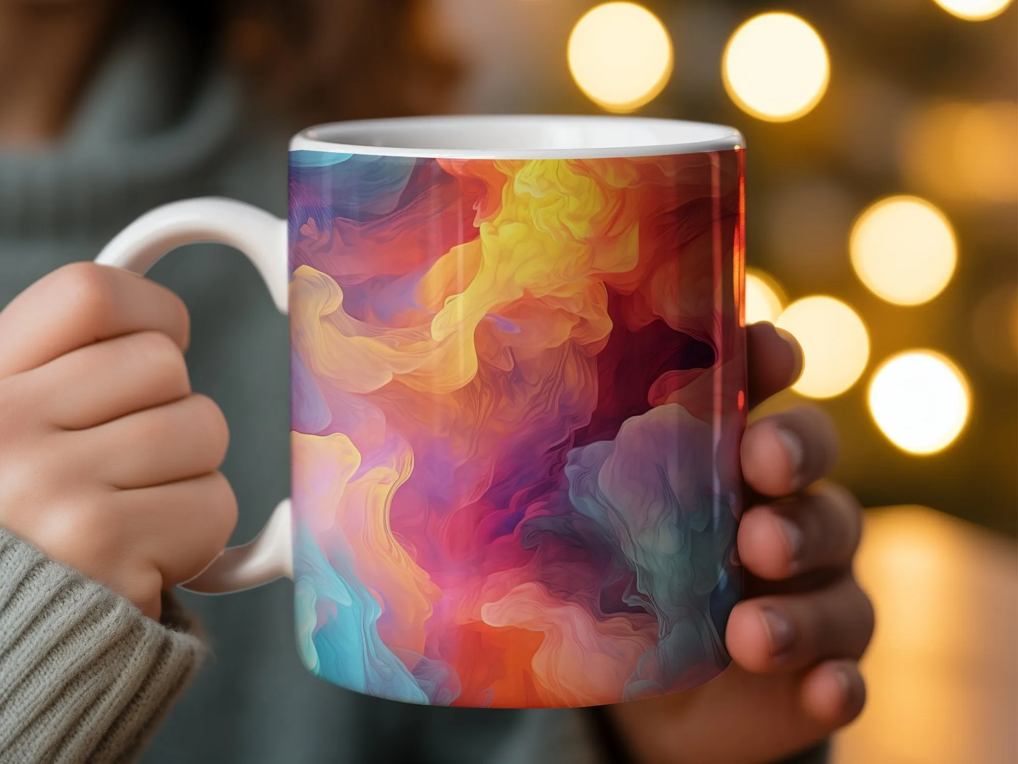 Abstract Art Coffee Mug, Colorful Swirls Tea Cup, Artistic Drinkware, Painterly Design Mug, Unique Office Gift, Vibrant Art Lover Present