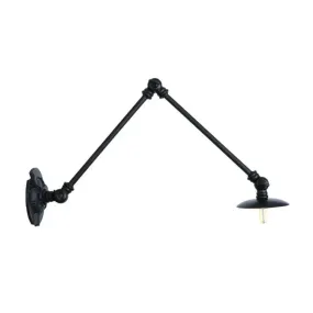 Adjustable 2-Arm Wall Light with Studio Task Lamp in Black, Various Length Options