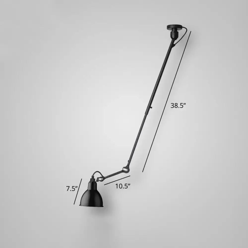 Adjustable Arm Loft Style Metal Wall Mount Reading Light with Shaded Head