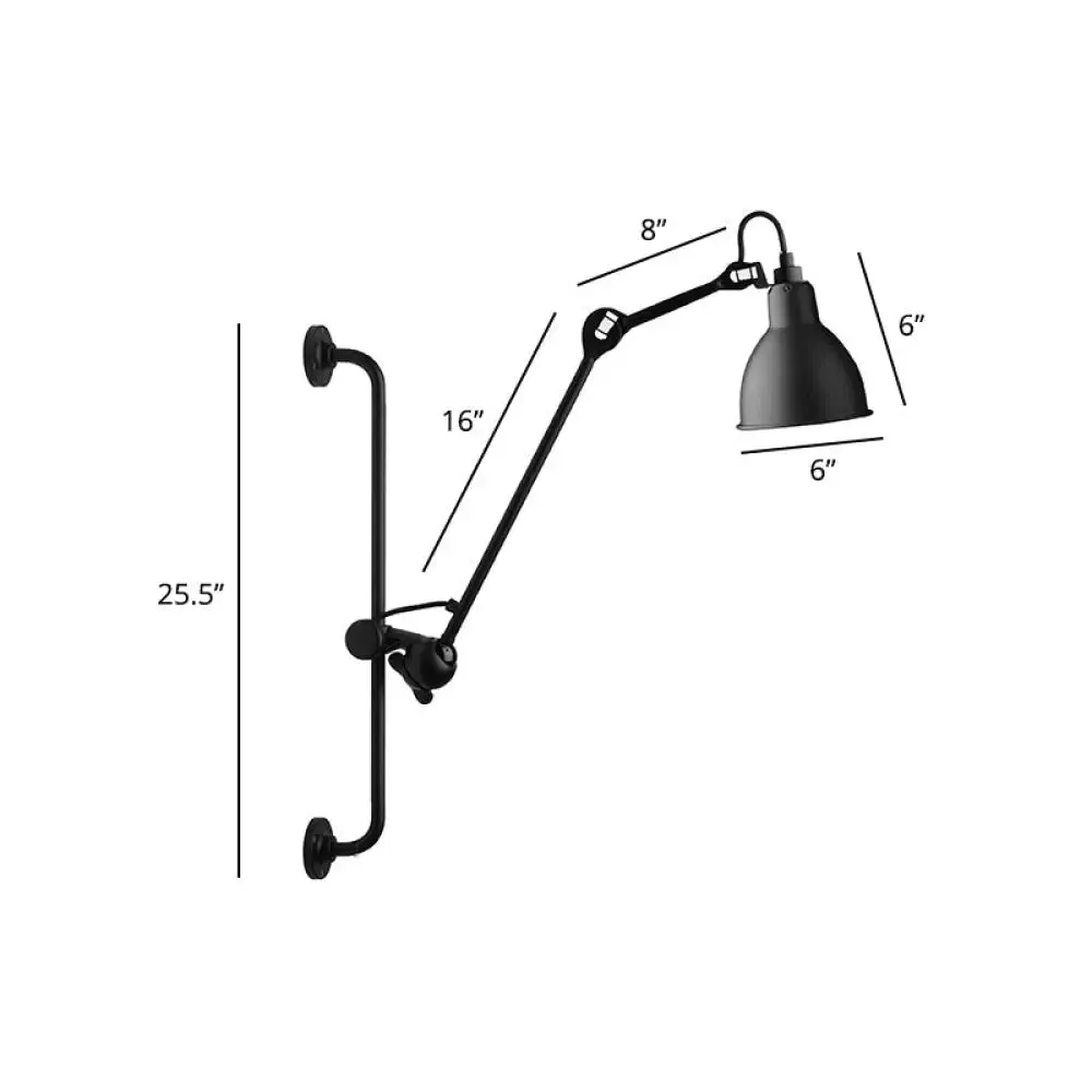 Adjustable Arm Loft Style Metal Wall Mount Reading Light with Shaded Head