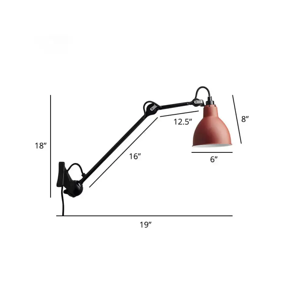 Adjustable Arm Loft Style Metal Wall Mount Reading Light with Shaded Head