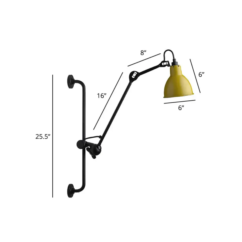 Adjustable Arm Loft Style Metal Wall Mount Reading Light with Shaded Head