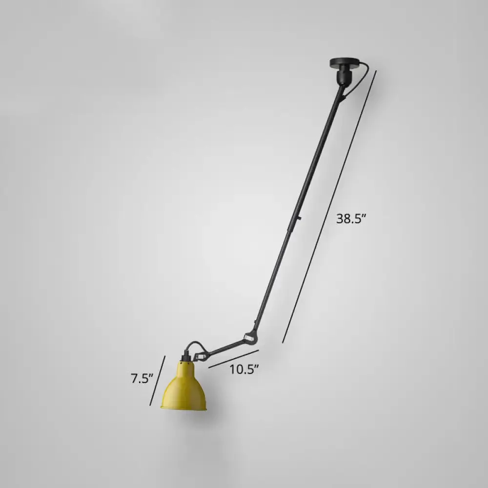 Adjustable Arm Loft Style Metal Wall Mount Reading Light with Shaded Head