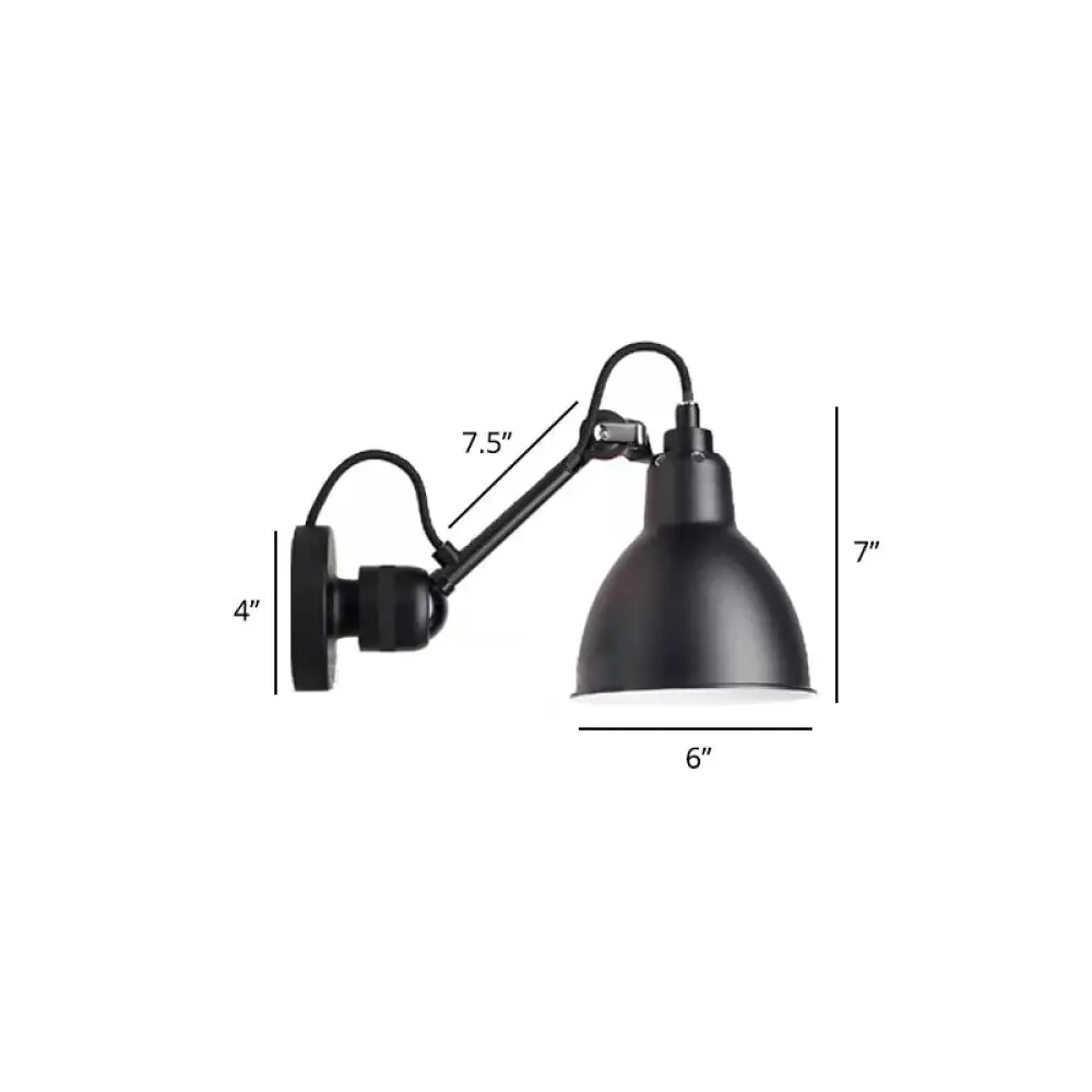 Adjustable Arm Loft Style Metal Wall Mount Reading Light with Shaded Head