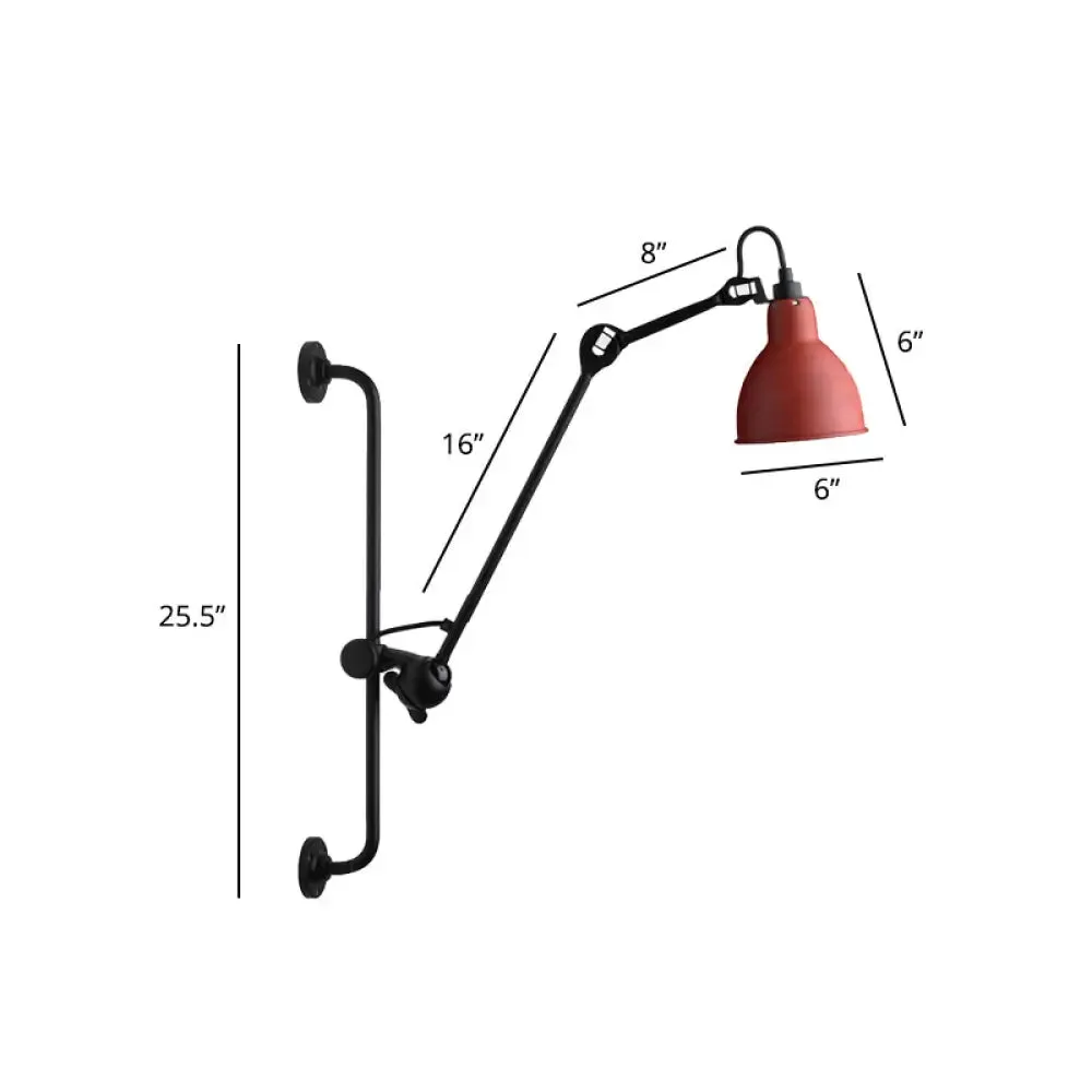 Adjustable Arm Loft Style Metal Wall Mount Reading Light with Shaded Head