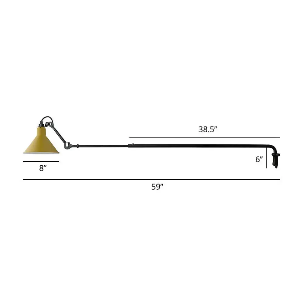 Adjustable Arm Loft Style Metal Wall Mount Reading Light with Shaded Head