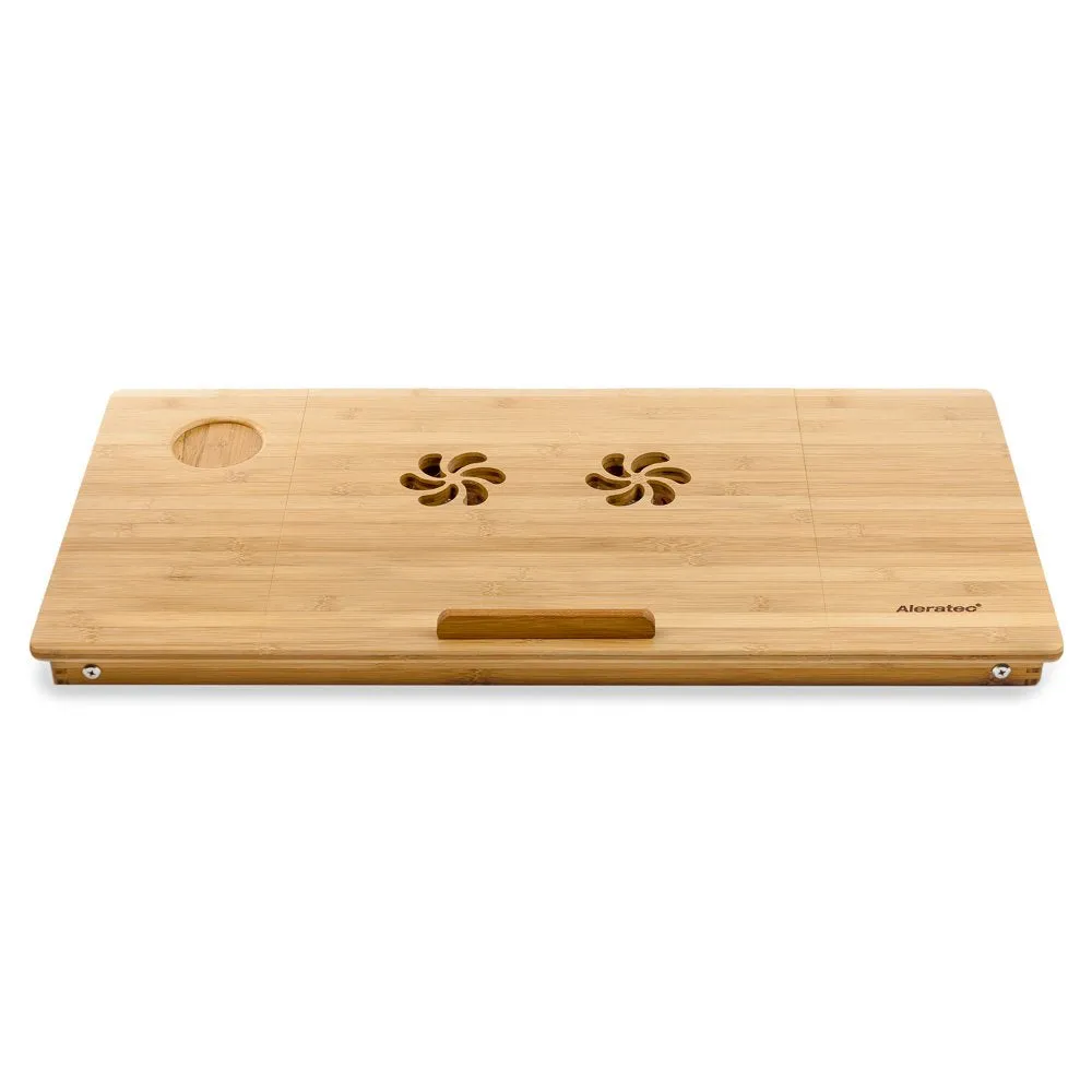 Aleratec Natural Bamboo Tablet Laptop Up to 15" Cooling Stand with Fan Table