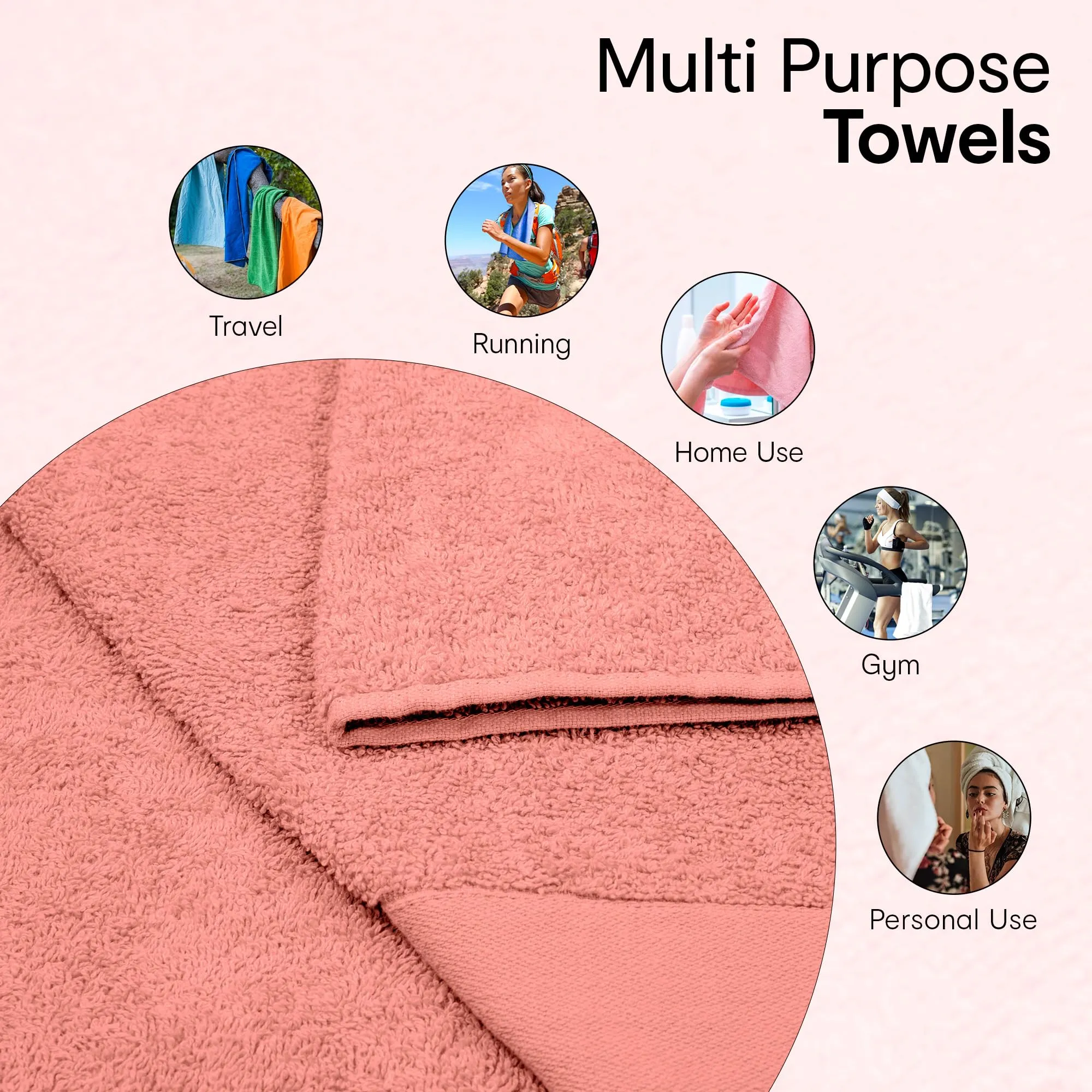 Anko Australia 100% Cotton 550 GSM XL Malmo Bath Towel | Set of 1 | Super-Soft, Absorbent, Quick-Drying | Pink Towel for Men, Women & Kids | 150x75 cm |Travel, Gym, Spa Towel