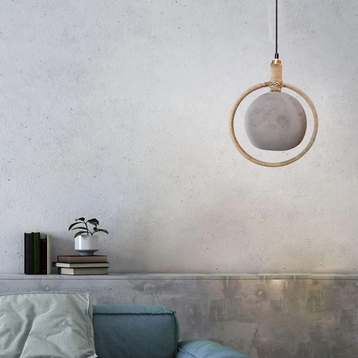 ANKUR CONCRETE BALL ROPE PENDANT LIGHT