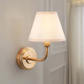 Antique Brass Classic Wall Light With 16 cm Ivory Shade