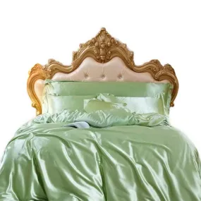 Anyhouz Beddings Sage Green US Queen Size 3 Pcs High End Satin Smooth Duvet Cover Set Luxury Polyester Silky Soft Cozy Bedding Set