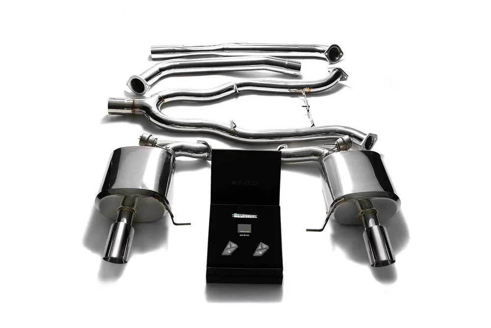 ARMYTRIX Stainless Steel Valvetronic Catback Exhaust System Dual Chrome Silver Tips BMW 535i F10 RWD 2011-2019