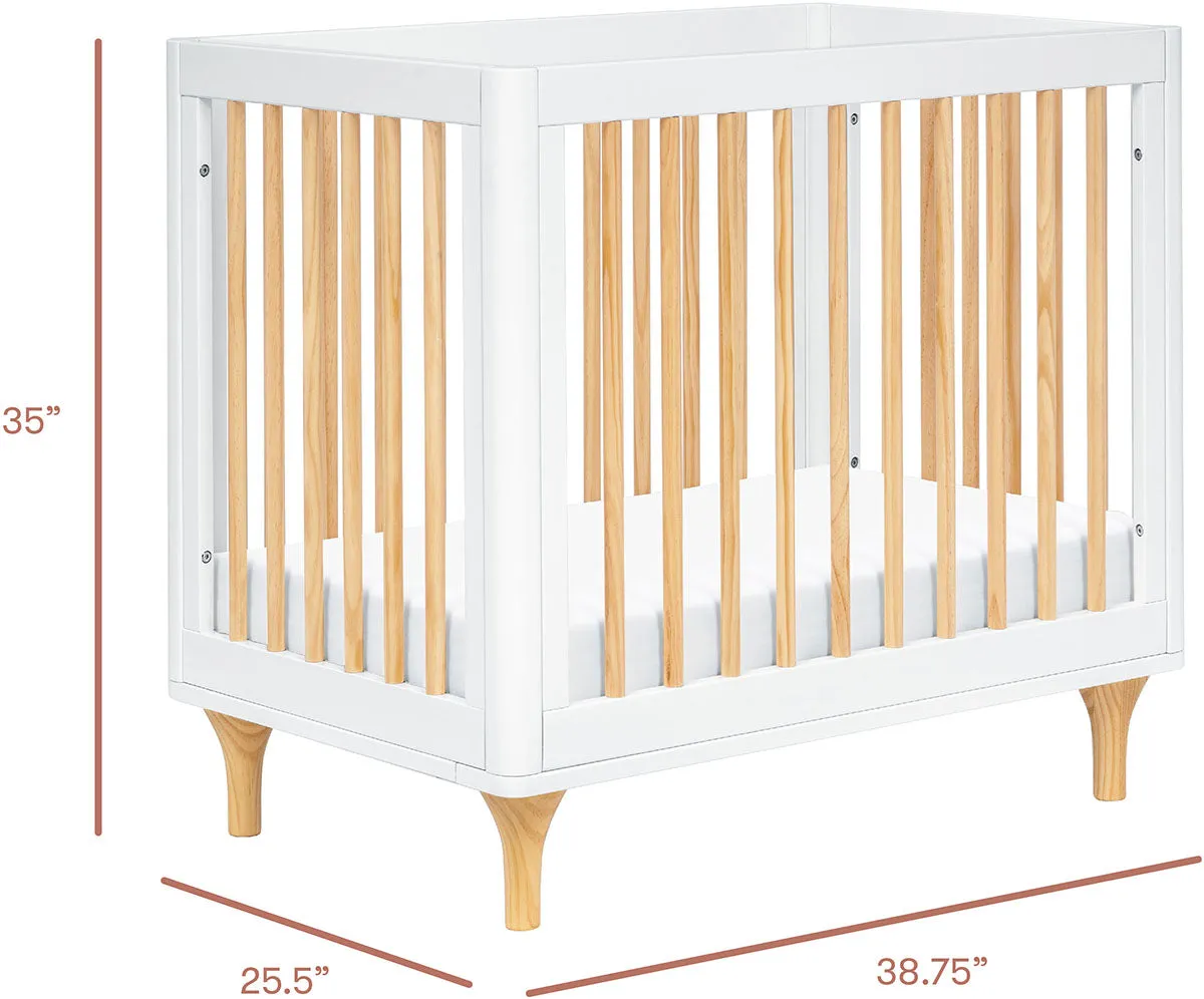 Babyletto Lolly 4-in-1 Convertible Mini Crib w/ Toddler Bed Conversion Kit - White/Natural