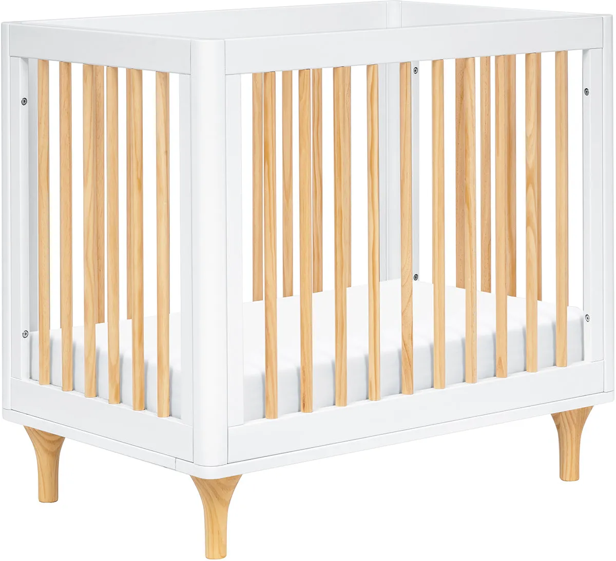 Babyletto Lolly 4-in-1 Convertible Mini Crib w/ Toddler Bed Conversion Kit - White/Natural