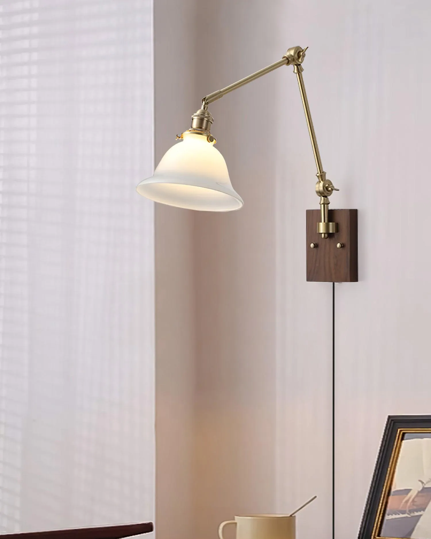 Banker Swing Arm Plug In Wall Light