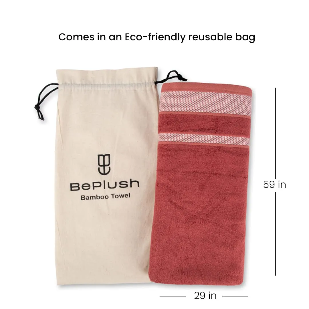 BePlush Zero Twist Bamboo Towels for Bath Large Size | Ultra Soft, Highly Absorbent,Quick Dry, Anti Bacterial Bamboo Bath Towel for Men & Women || 450 GSM, 29 x 59 Inches Pack of 2