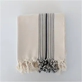 Black and Cream Striped Turkish Towel