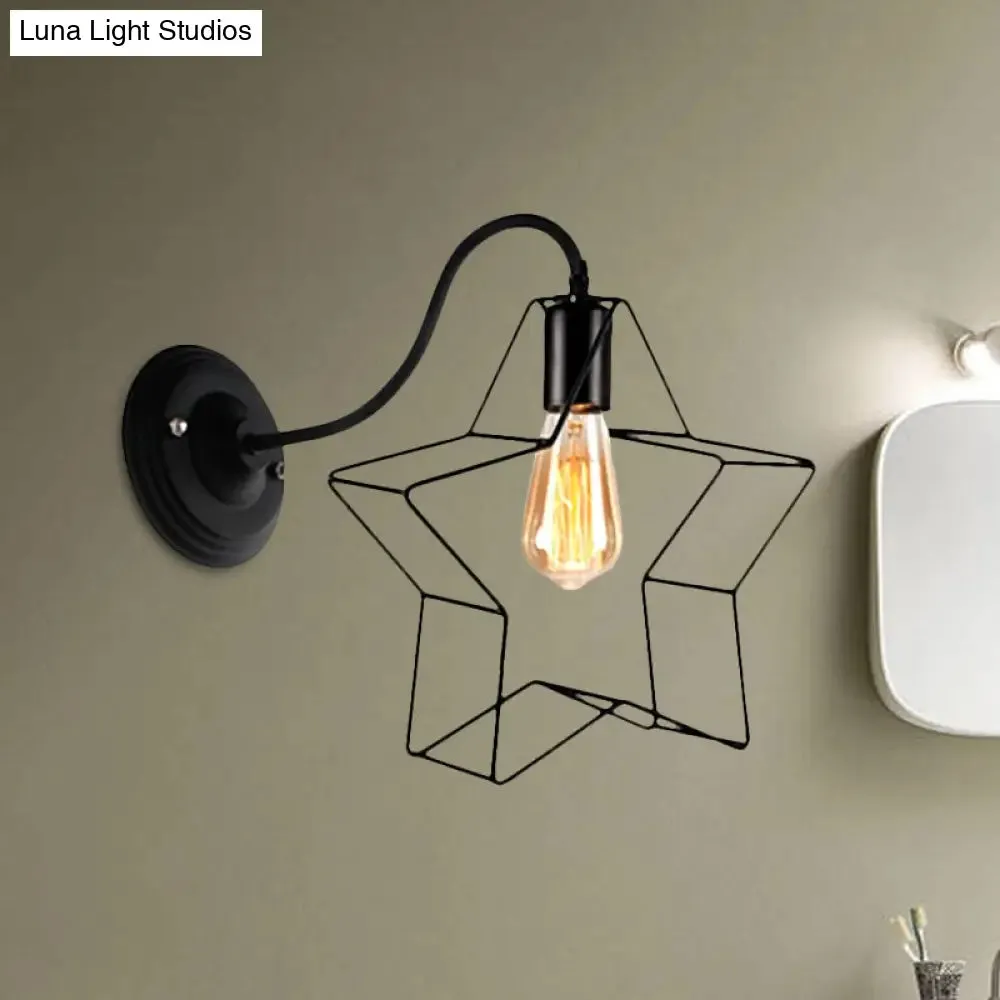 Black Retro Style Metal Diamond/Star Sconce Lamp for Coffee Shop