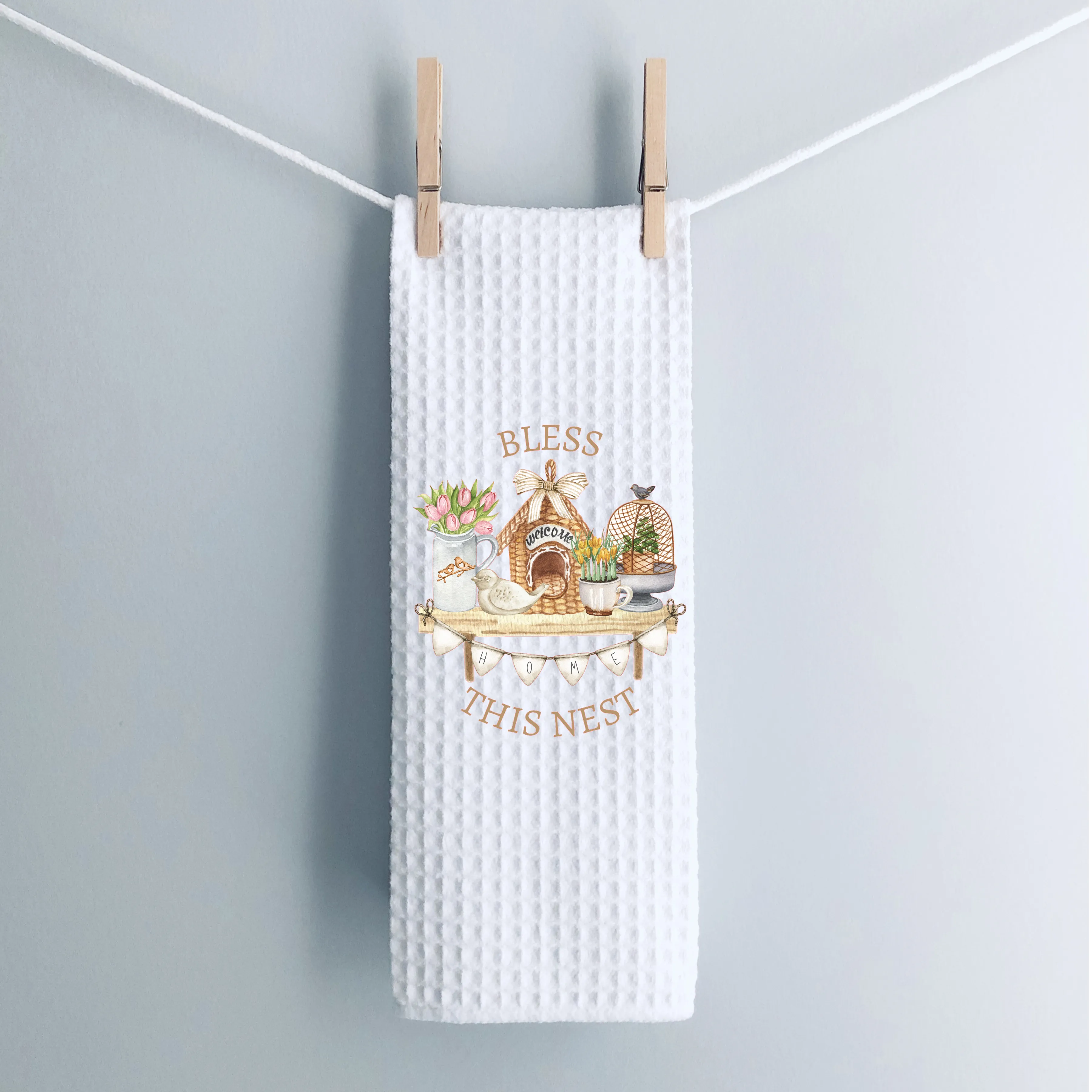 Bless This Nest Design, Spring Tea Towel,  Kitchen Décor, Hostess Gift