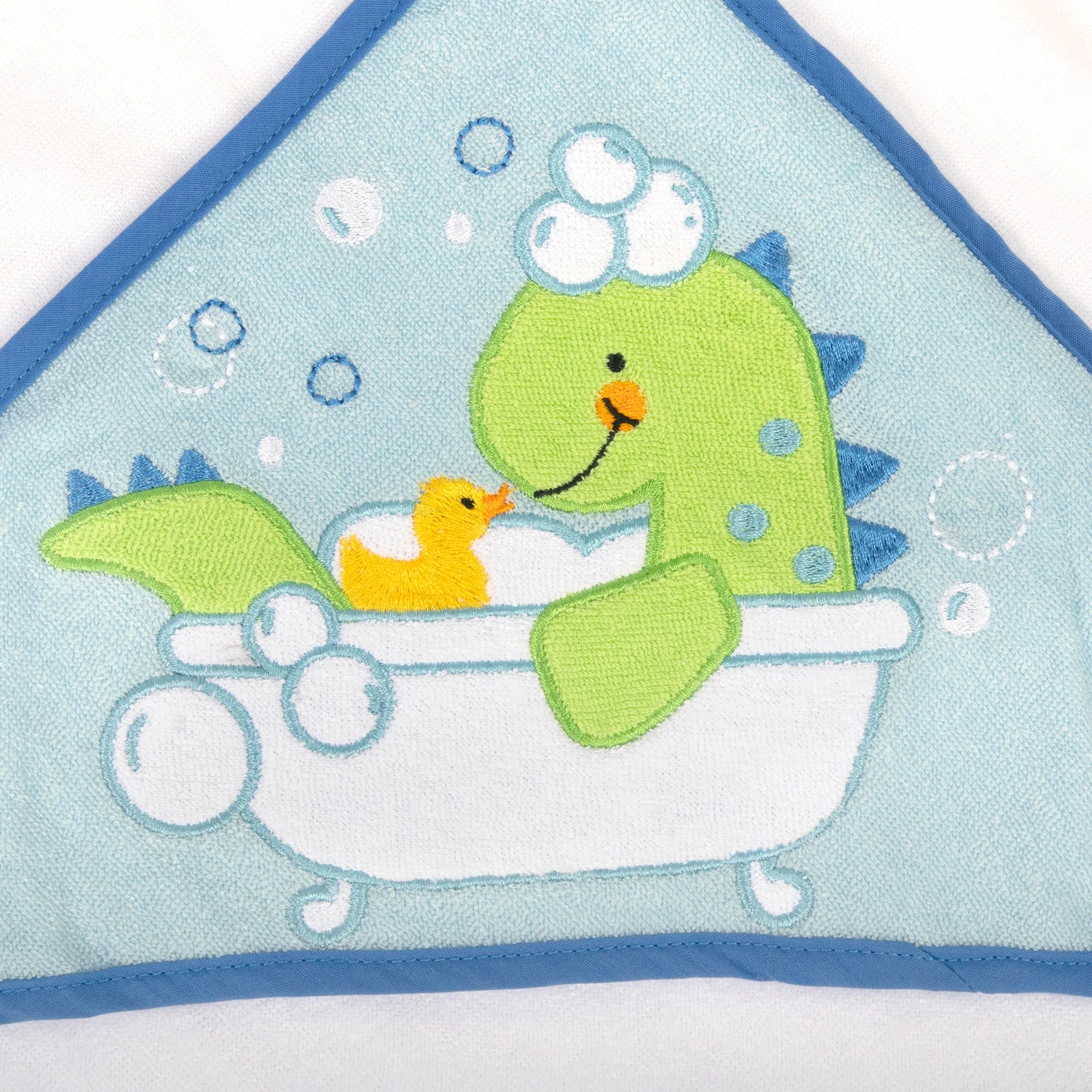 Blue Dinosaur Hooded Bath Towel & 5 Wash Cloth Baby Bath Sets