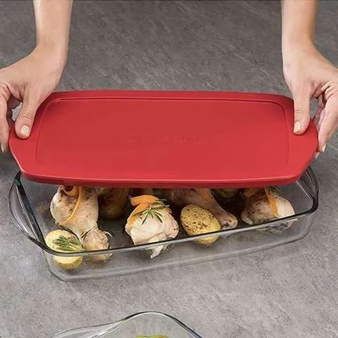 Borcam Rectangular Oven Tray with Lid, 45 Oz (1230 cc)