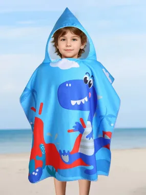 Boys and children's hooded shawl towel, children's beach swimsuit, shawl towel, robe, hooded shawl towel, animated dinosaur